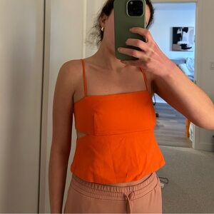Zara Cut Out Orange Babydoll Top